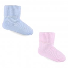 S58-PB: Pink & Blue Turnover Socks (3-24 Months)